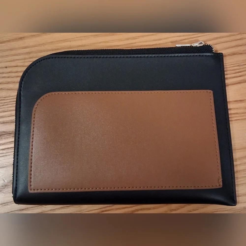 EUC Lanvin Turkish Airline Black & Brown Travel Cosmetic Makeup Beauty Pouch Bag